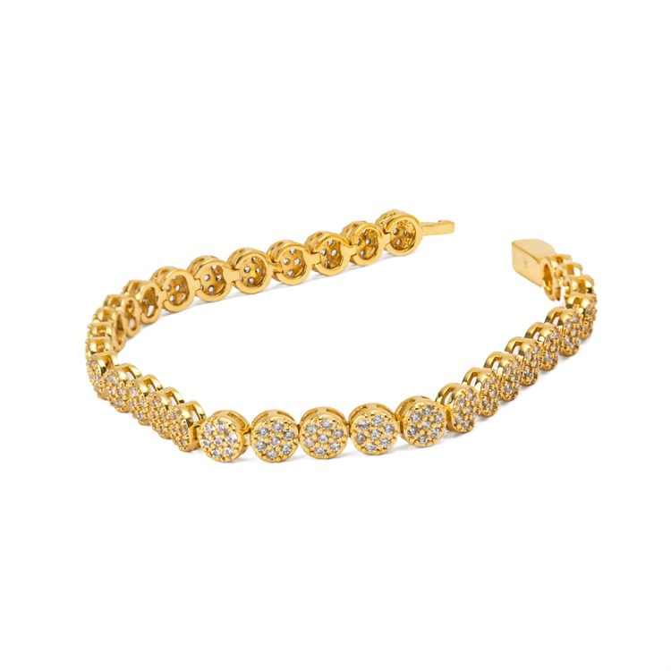 Pulseira Riviera Bolinha Cravejada de Zircônias Cristal 17cm