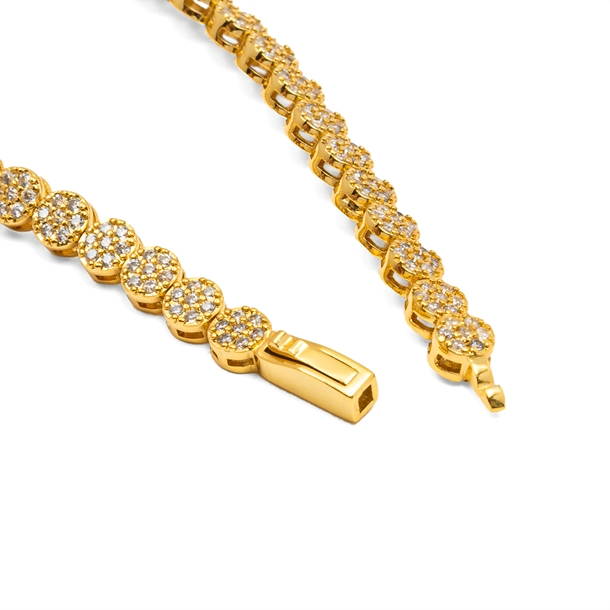 Pulseira Riviera Bolinha Cravejada de Zircônias Cristal 17cm