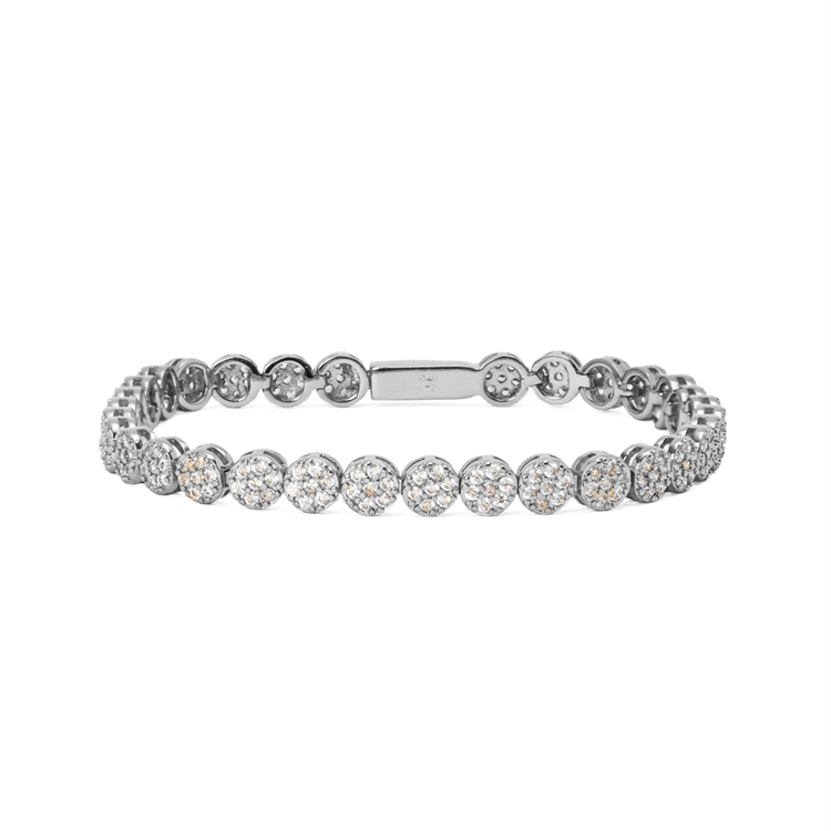 Pulseira Riviera Bolinha Cravejada de Zircônias Cristal 17cm