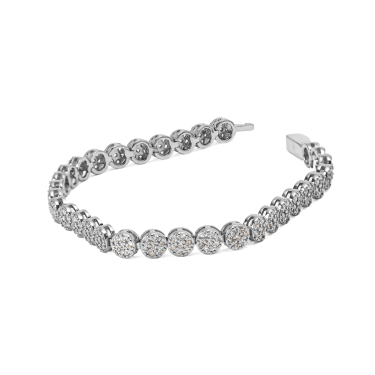 Pulseira Riviera Bolinha Cravejada de Zircônias Cristal 17cm