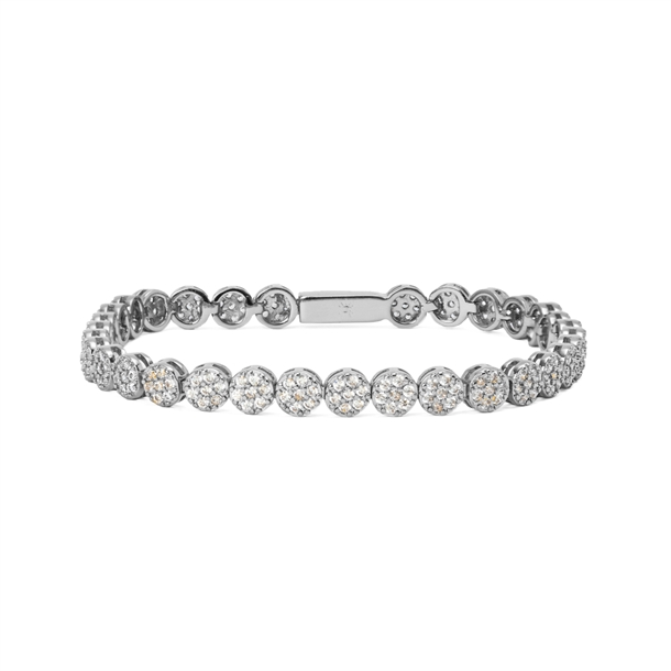 Pulseira Riviera Bolinha Cravejada de Zircônias Cristal 17cm
