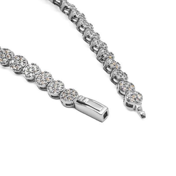 Pulseira Riviera Bolinha Cravejada de Zircônias Cristal 17cm