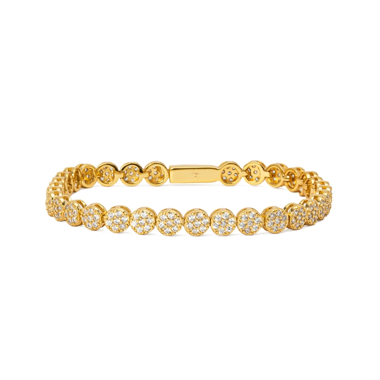 Pulseira Riviera Bolinha Cravejada de Zircônias Cristal 14cm