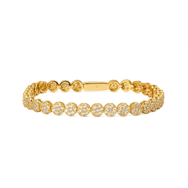 Pulseira Riviera Bolinha Cravejada de Zircônias Cristal 14cm