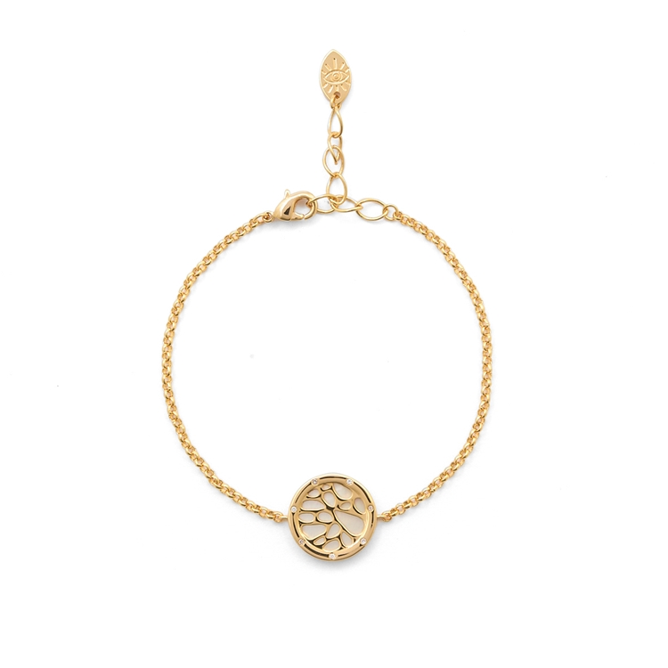 Pulseira Medalha Círculos Madrepérola