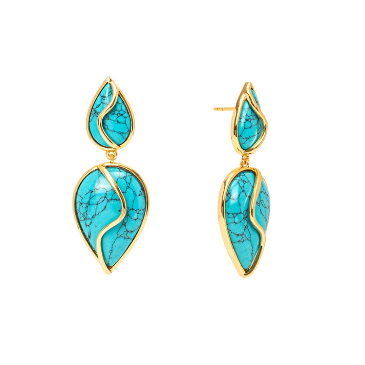 Brinco Turquesa Gota Dupla