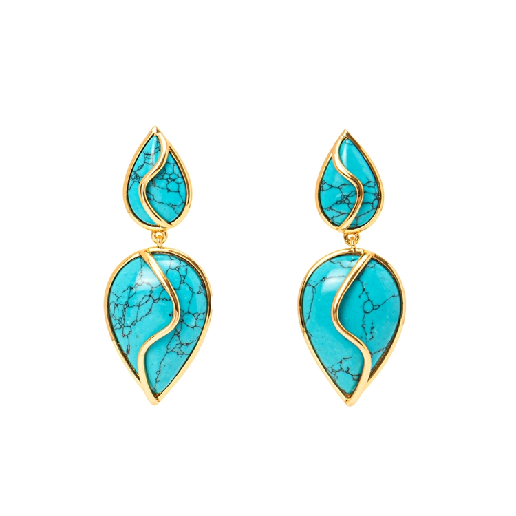 Brinco Turquesa Gota Dupla