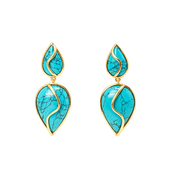 Brinco Turquesa Gota Dupla
