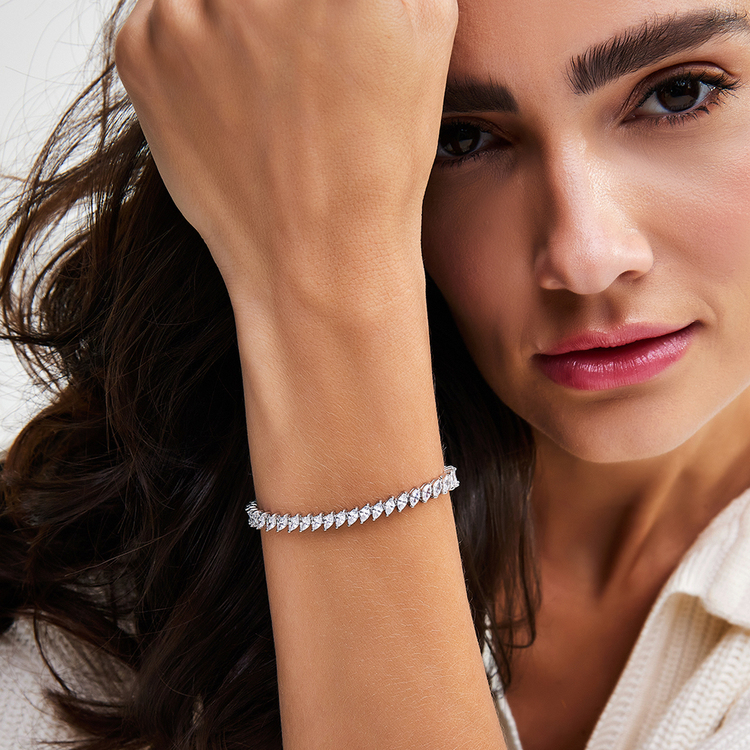 Pulseira Riviera Sofia Cravejada de Zircônia Cristal 17cm