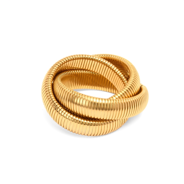 Pulseira Tripla Bold Snake 16mm Banho de ouro 18k