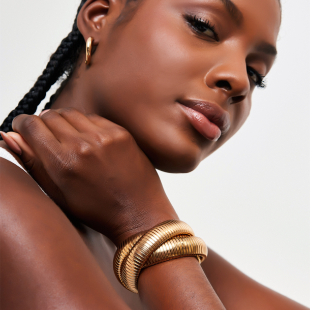 Pulseira Tripla Bold Snake 16mm Banho de ouro 18k