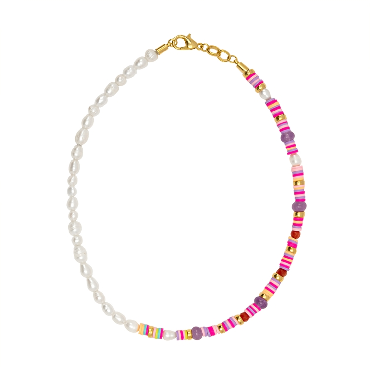 Colar Fun Pérolas e Beads Rainbow 40cm