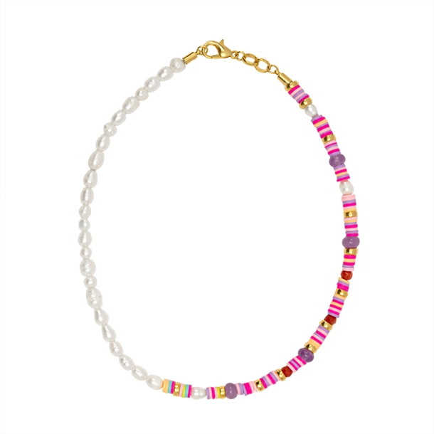 Colar Fun Pérolas e Beads Rainbow 40cm