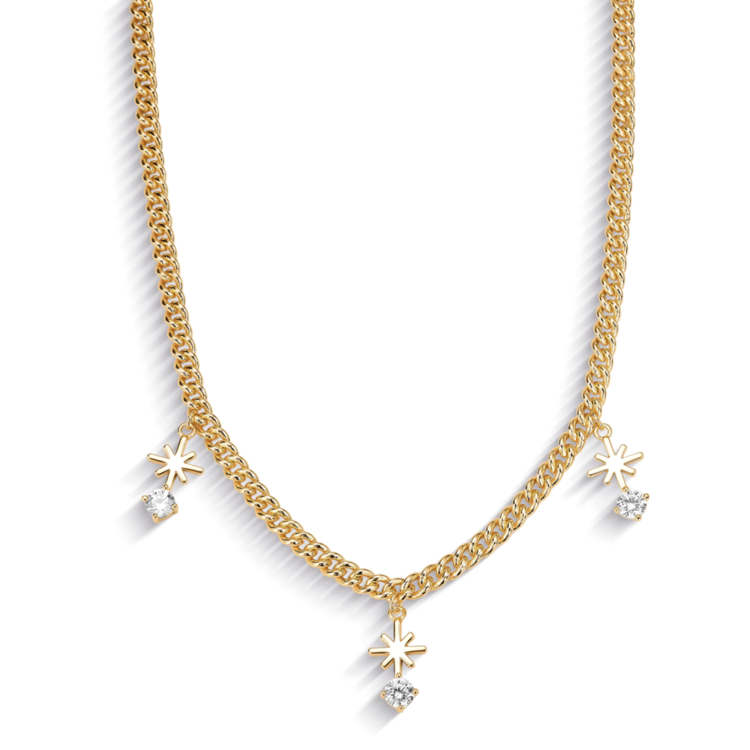 Colar com Zircônias Crevejadas Banho Ouro 18k