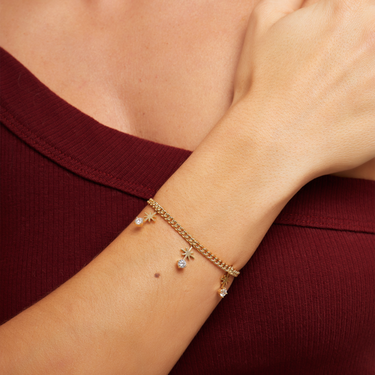 Pulseira com Zircônias Cravejadas Banho Ouro 18k