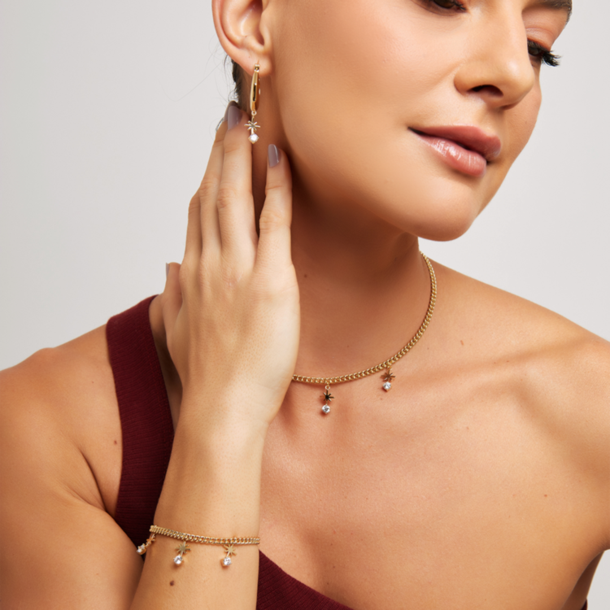 Pulseira com Zircônias Cravejadas Banho Ouro 18k