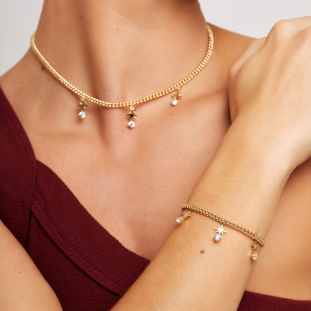 Pulseira com Zircônias Cravejadas Banho Ouro 18k