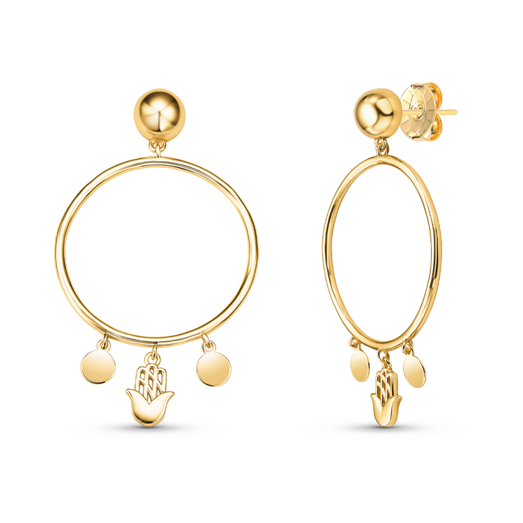 Brinco Argola Mão de Fatima Banho 18k