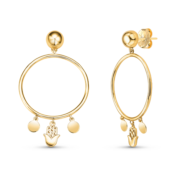 Brinco Argola Mão de Fatima Banho 18k