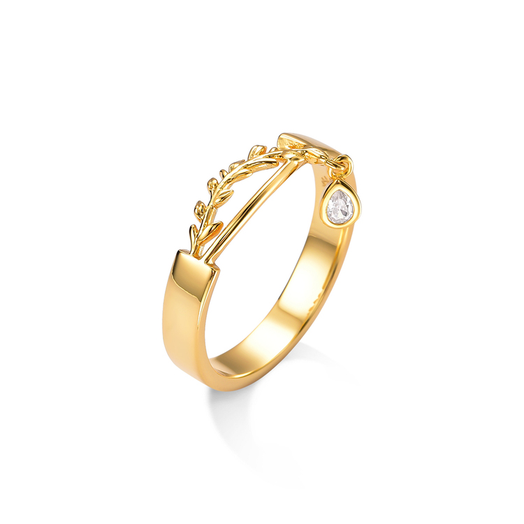 Anel Classic Mini Ramos Banho de Ouro 18k
