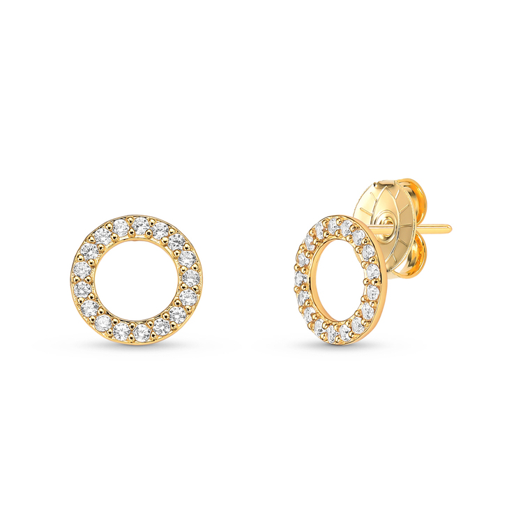Brinco Classic Circulo Cravejado de Zircônias Banho de Ouro 18K