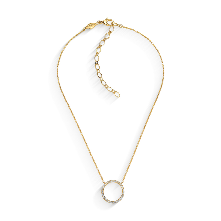 Colar Classic Circulo Cravejado de Zircônias Banho de Ouro 18K