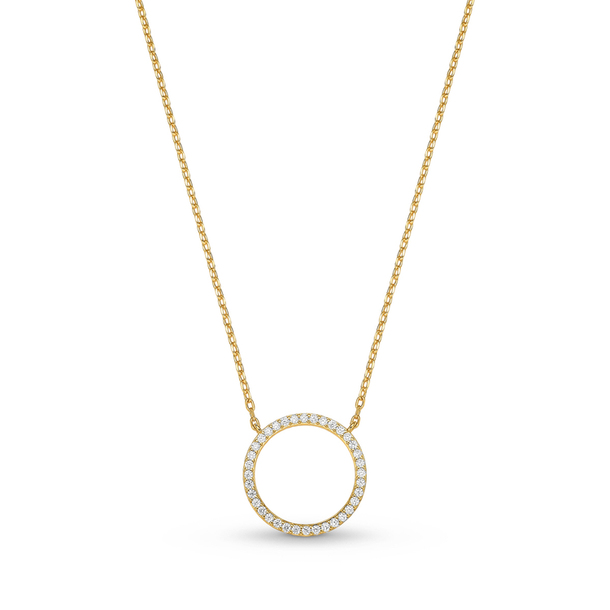 Colar Classic Circulo Cravejado de Zircônias Banho de Ouro 18K