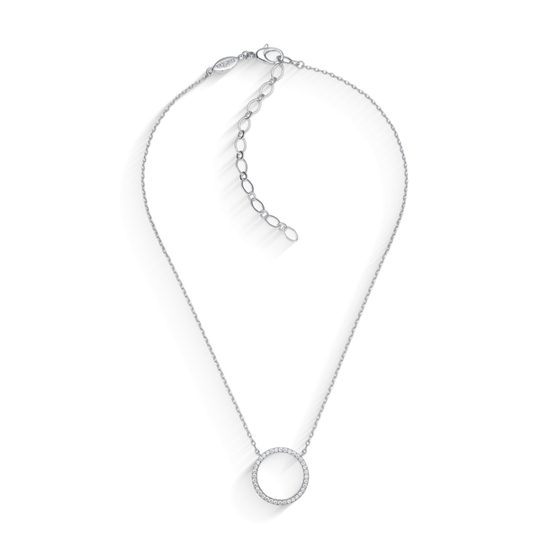 Colar Classic Circulo Cravejado de Zircônias Banho a Ródio
