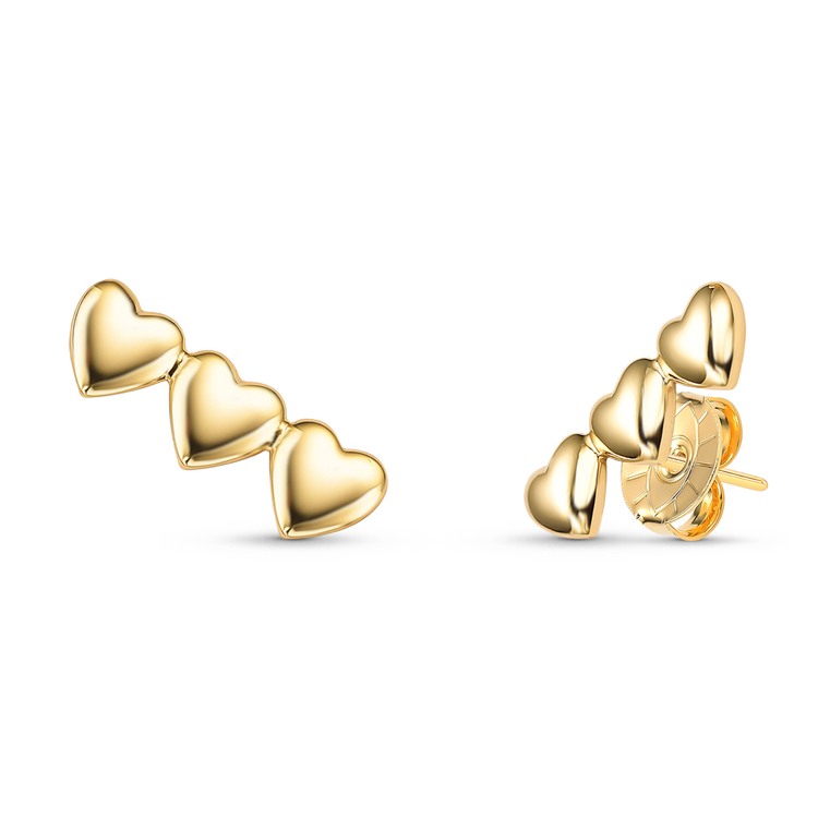 Brinco Mini Coração Mãe Prata 925 Banho de Ouro 18K