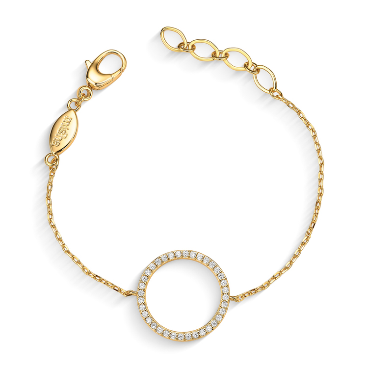 Pulseira Classic Círculo Cravejado de Zircônias Banhado a Ouro 18K