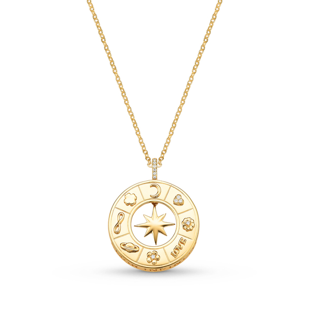 Colar Medalha Estrela Amuleto Banho Ouro 18K