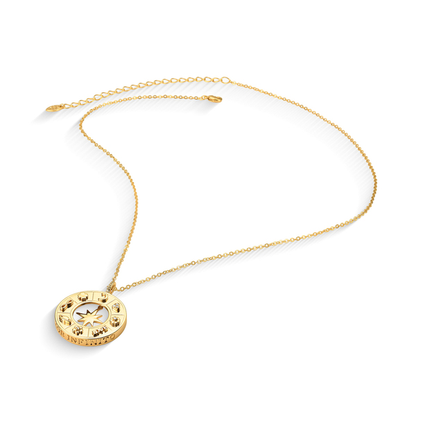 Colar Medalha Estrela Amuleto Banho Ouro 18K
