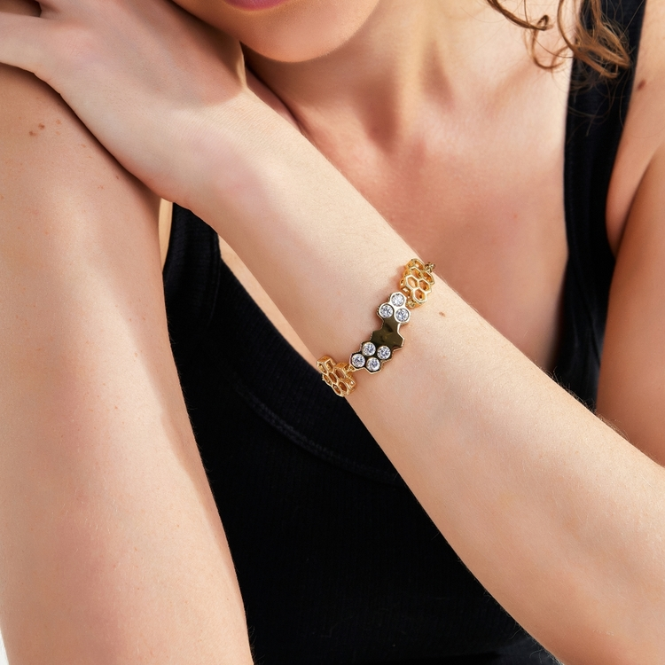 Pulseira Colmeia Banho de Ouro 18K