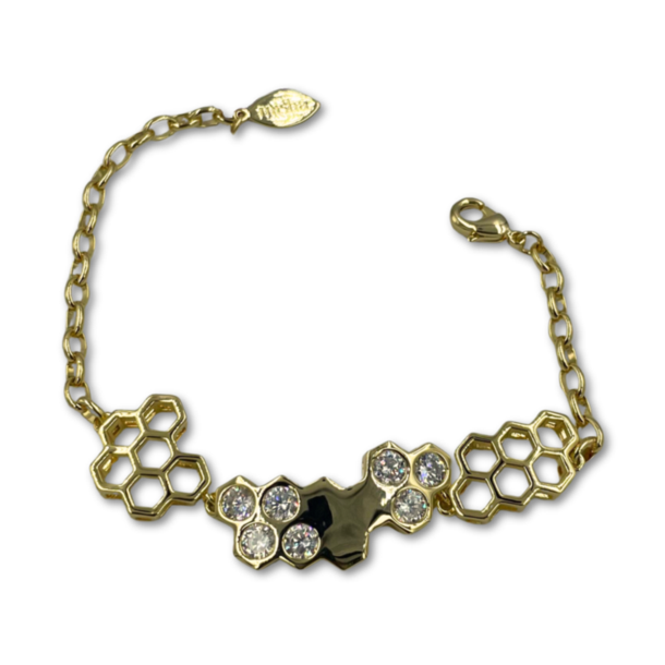 Pulseira Colmeia Banho de Ouro 18K