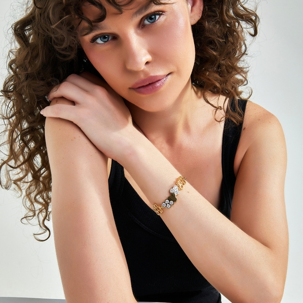 Pulseira Colmeia Banho de Ouro 18K