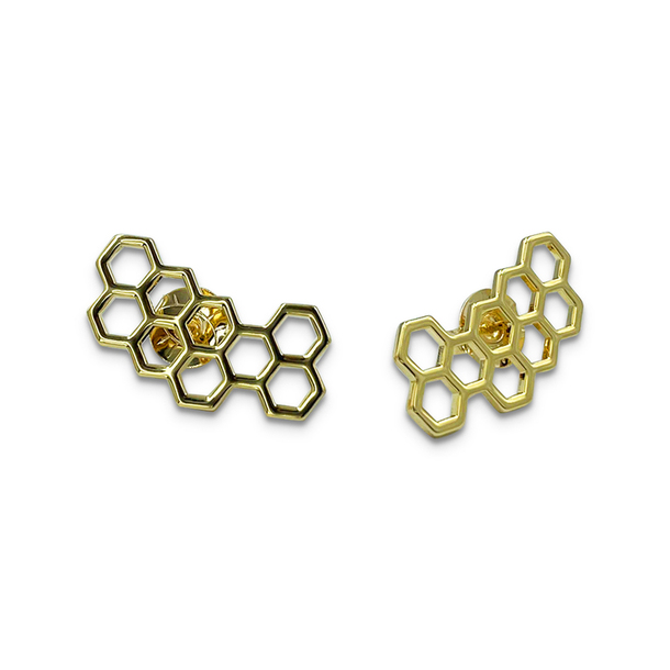 Brinco Favo de Mel Banho de Ouro 18K
