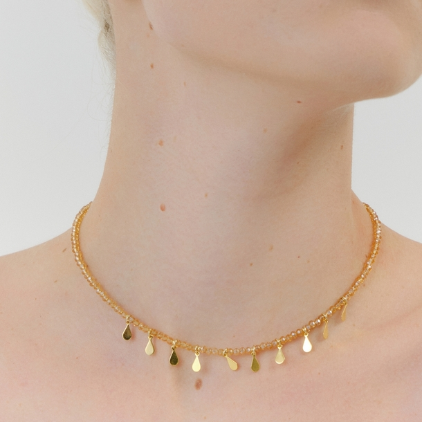 Colar Gipsy Zircônias e Gotinhas Champagne