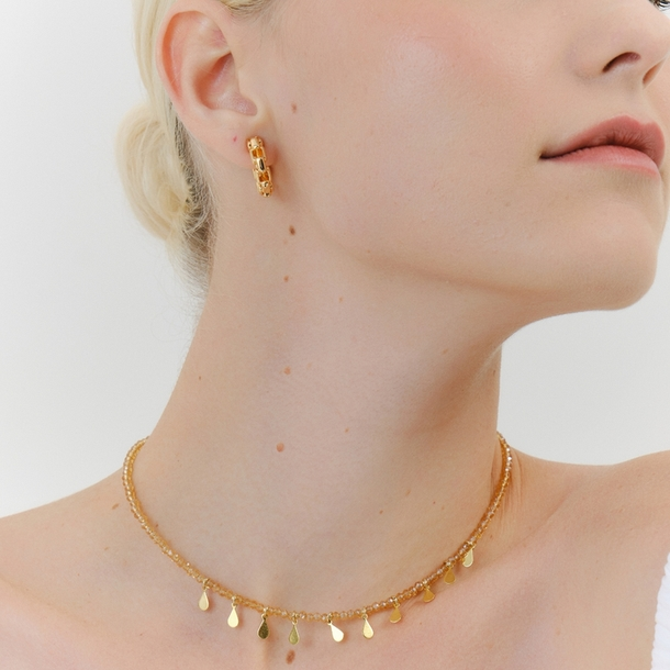 Colar Gipsy Zircônias e Gotinhas Champagne