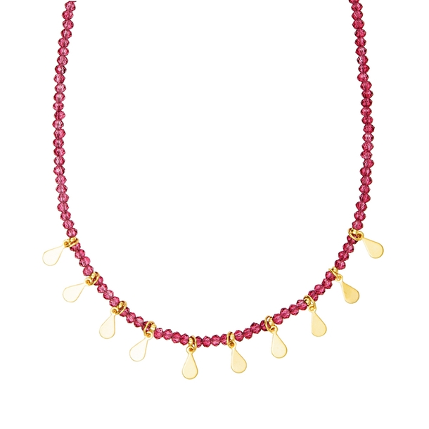 Colar Gipsy Zircônias e Gotinhas Framboesa