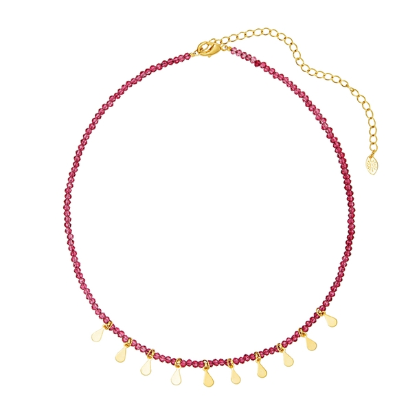 Colar Gipsy Zircônias e Gotinhas Framboesa