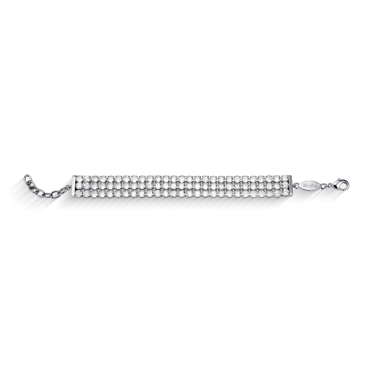 Pulseira Zircônias Cravejadas Banhado a Ródio  Branco