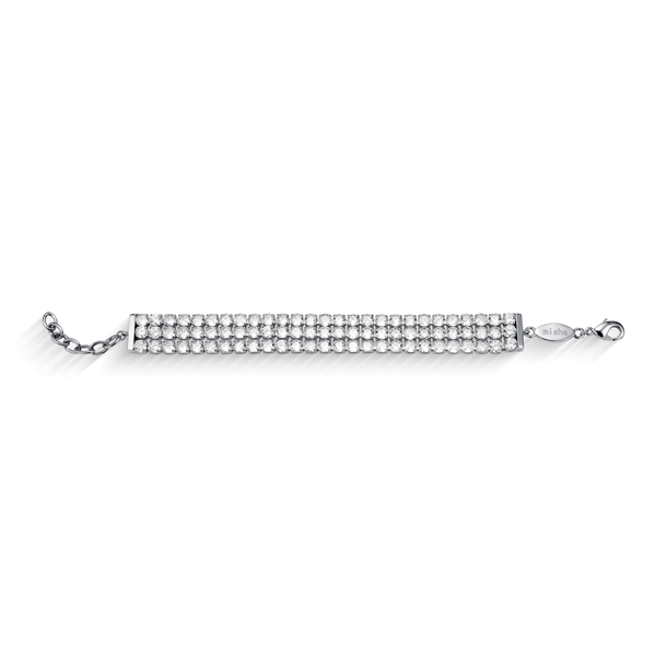Pulseira Zircônias Cravejadas Banhado a Ródio  Branco