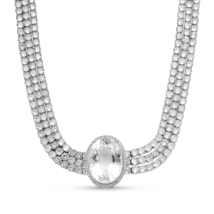 Colar Choker Zircônias Cravejadas Banhado a Ródio  Branco