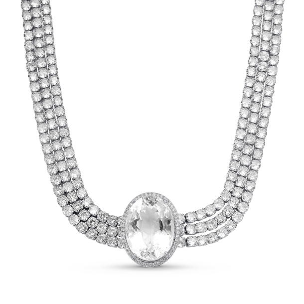 Colar Choker Zircônias Cravejadas Banhado a Ródio  Branco