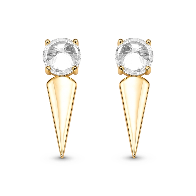 Brinco Spike com Zircônia Banho a Ouro 18k