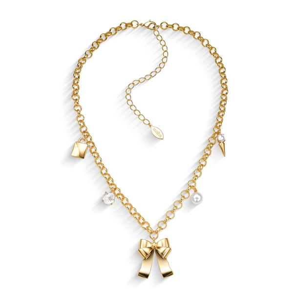 Colar Elos e Pingentes Banho Ouro 18k