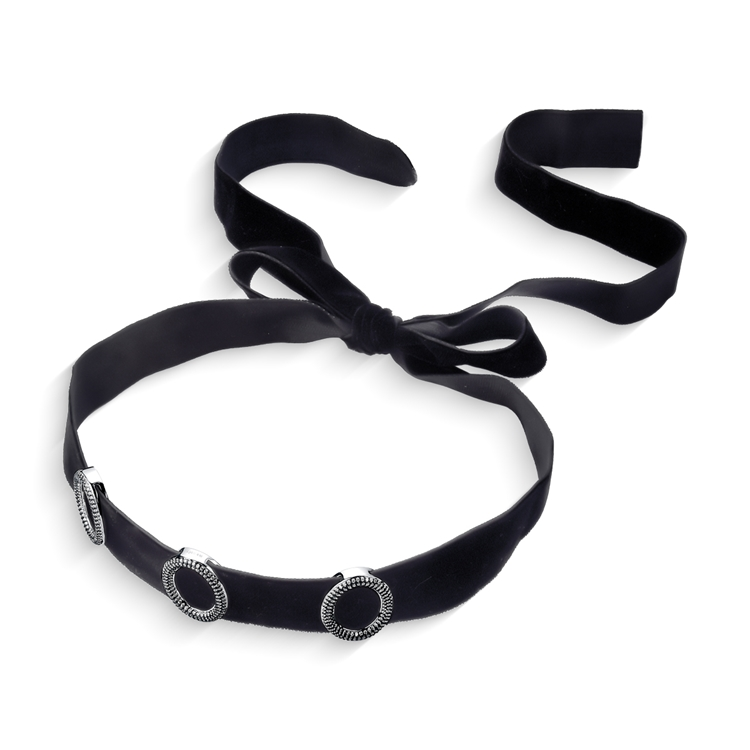 Colar Choker Veludo com Zircônias Cravejadas