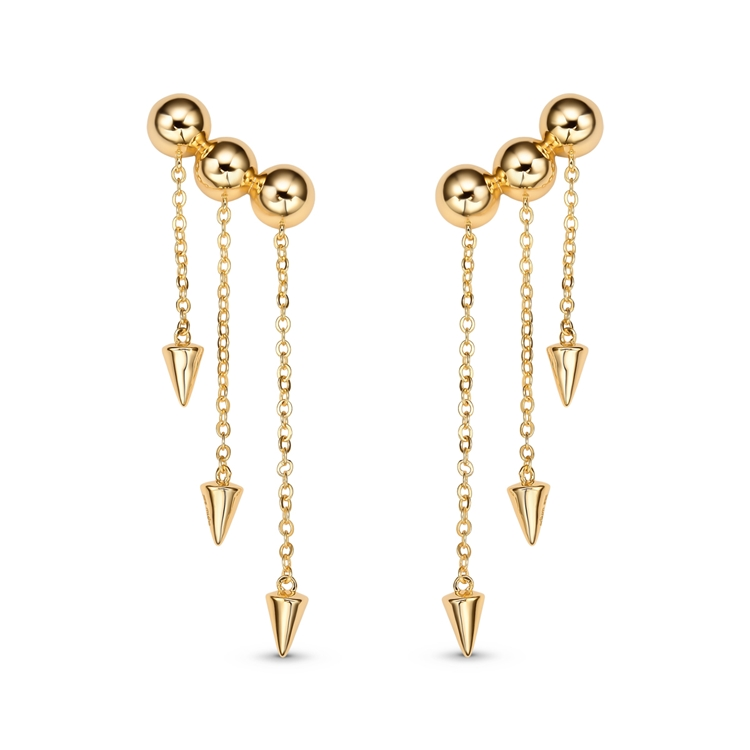 Brinco Chuva Spikes Banho Ouro 18k