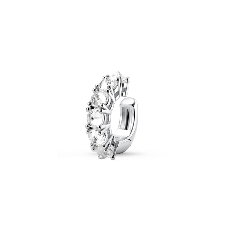 Brinco Piercing Spike com Zircônia Banho a Ródio Branco