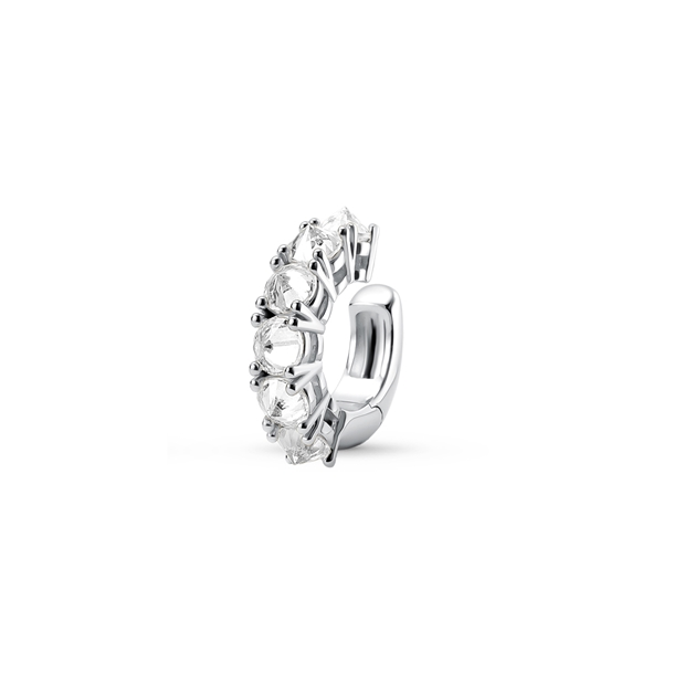 Brinco Piercing Spike com Zircônia Banho a Ródio Branco